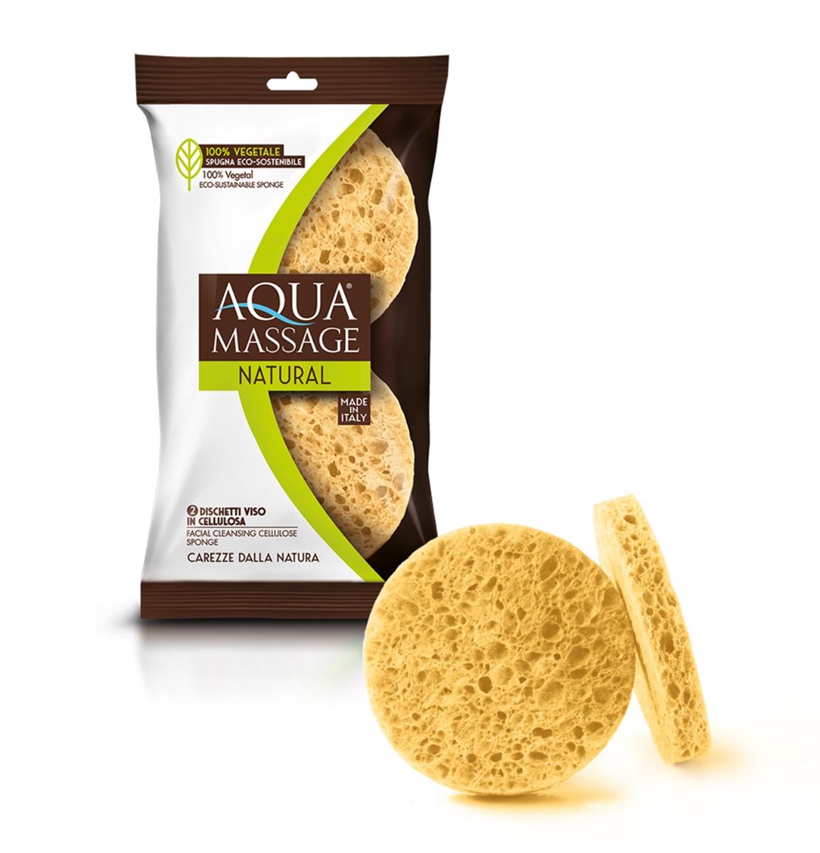 Aqua Massage - Natural Facial Cleansing Cellulose Sponge (2pcs)
