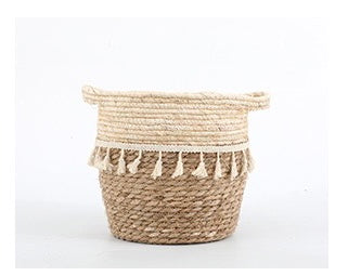 Handwoven Boho Basket (Cream)